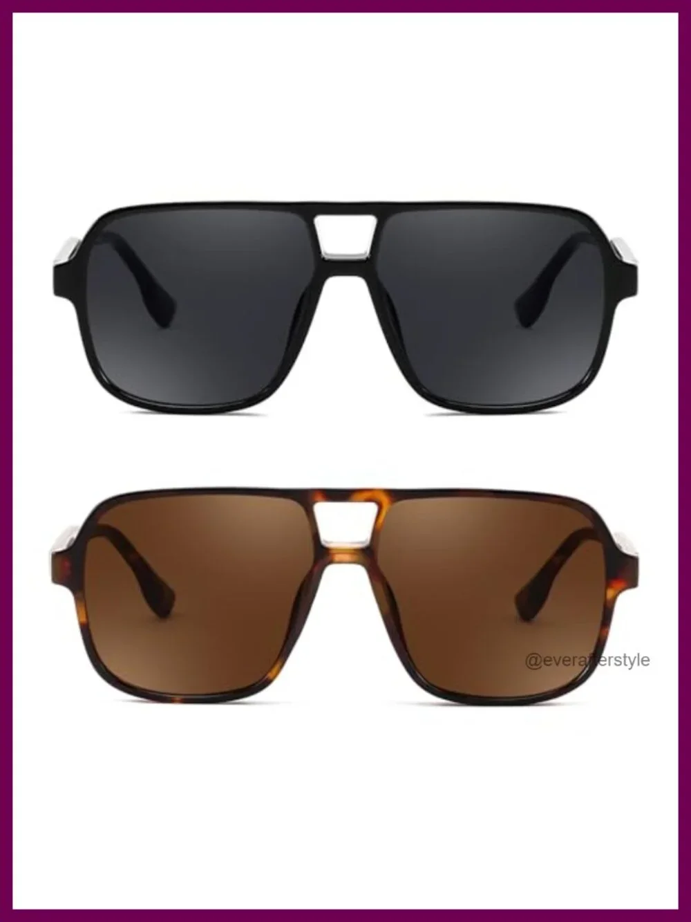 Retro Square Aviator Sunglasses 70s Vintage Trendy Plastic Frame Sun Glasses